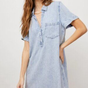 Rails Valerie Dress in Light Acid Wash Denim - Size L VGUC